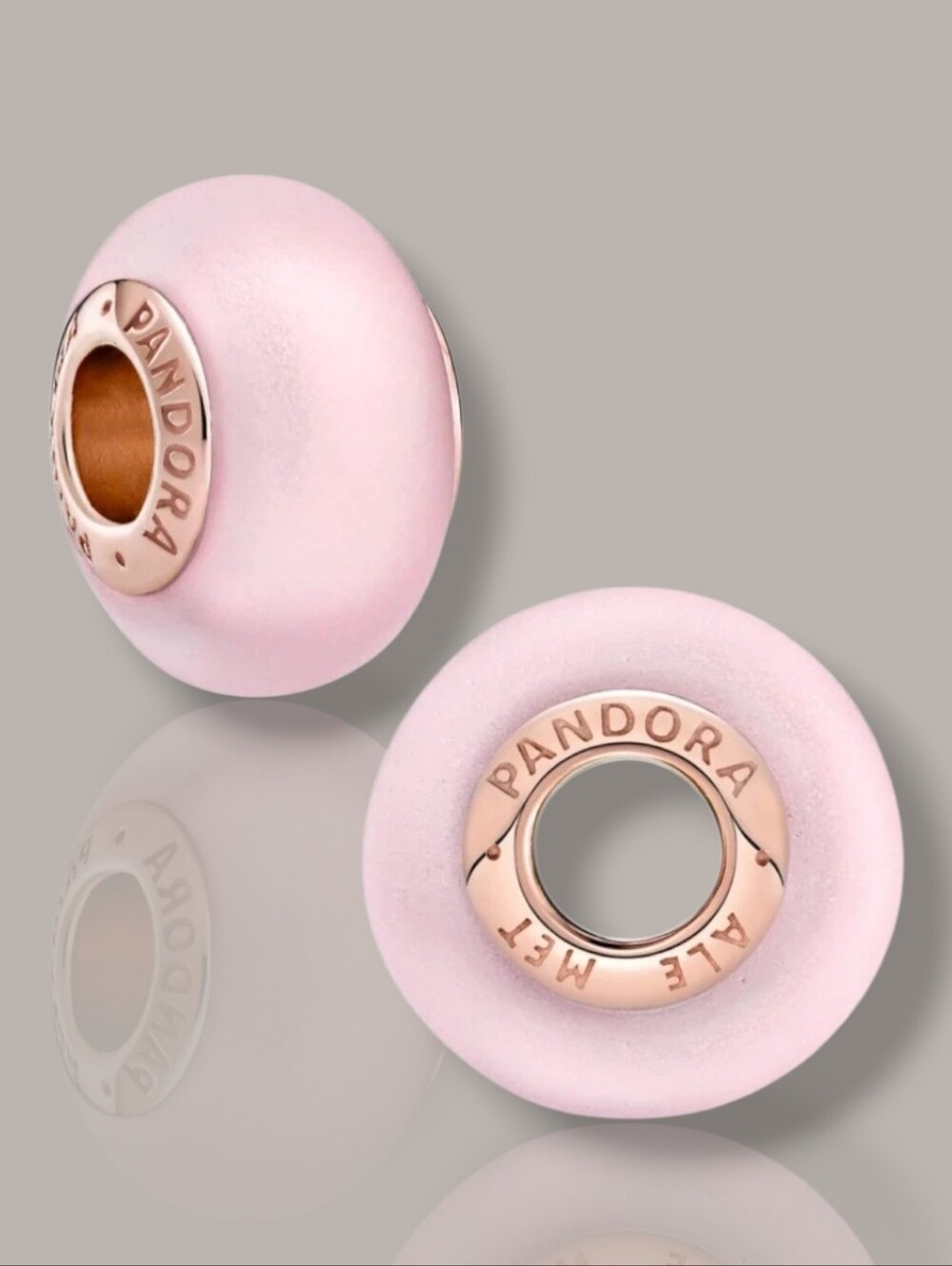 Like New 🩷 PANDORA Rose Gold Matte Pink Murano Glass Bead Charm
